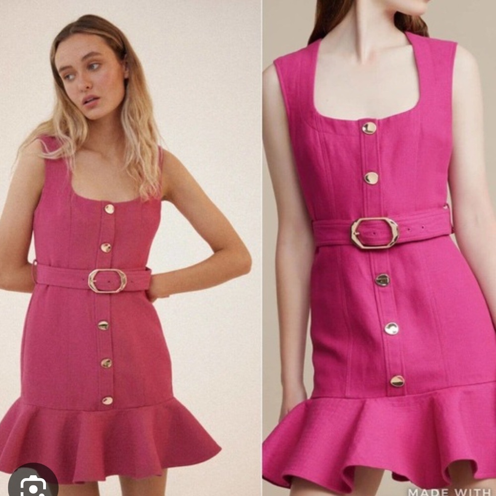 ACLER Finsbury Flounce Mini Fitted Fuschia Dress